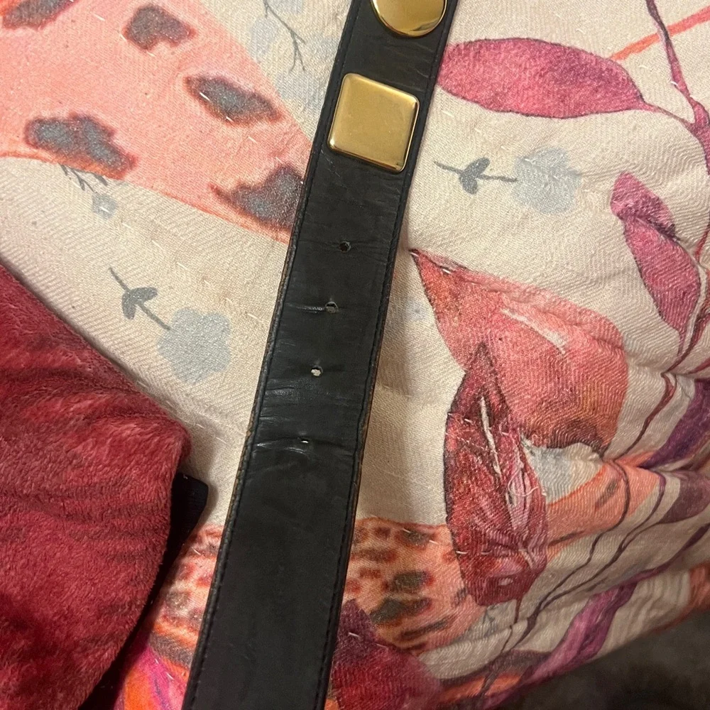 Vintage By George Details Brass Geometric Black Suede Belt EUC Size M 34